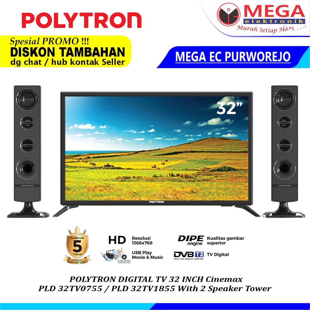 LED POLYTRON PLD-32TV0755 / PLD 32TV0755 / PLD32TV0755 DIGITAL TV  32 INCH PLUS SPEAKER TOWER
