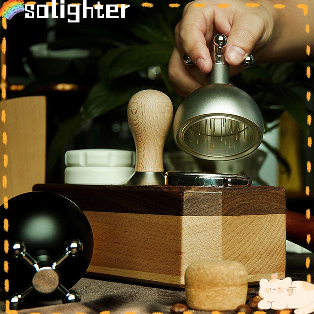 Solighter Espresso Distribution Professional Handle and Stand Needle Tamper Alat Distro Tangan Stainless Steel Cocok 58mm Portafilter