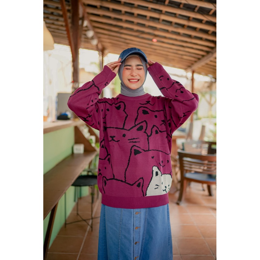 KITTY KNIT SWEATER / SWEATER KNIT / SWEATER RAJUT / SWEATER WANITA