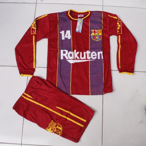 baju bola kiper barcelona setelan baju bola anak lengan panjang/baju kiper barcah