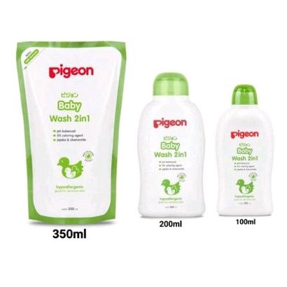 Pigeon Baby Wash 2in1 Chamomile Paraben Free 350ml Refill 200ml 100ml - Shamoo Sabun Mandi Anak Bayi - Shampo - Sampo