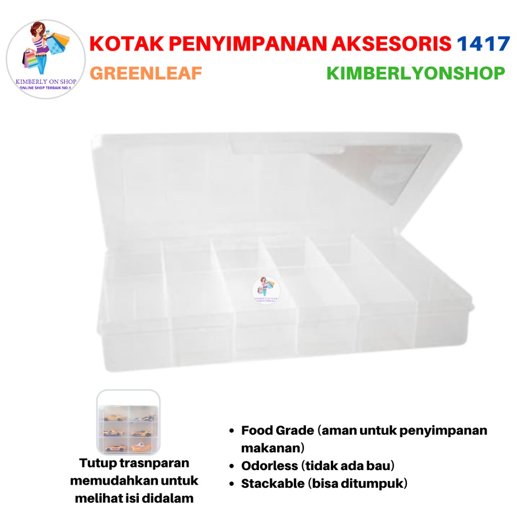 Kotak Perkakas Reiko Storage Box Spare Part 12 Sekat Compartment 1417 Green Leaf