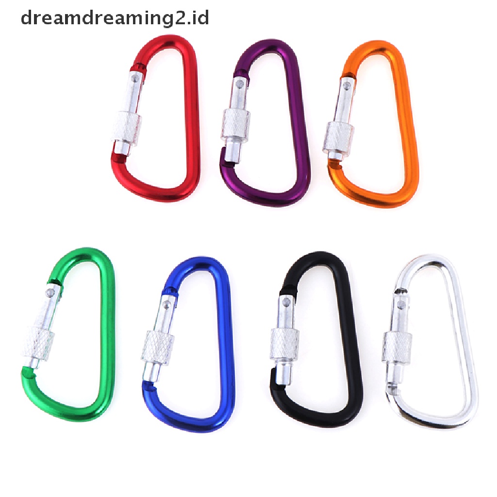 (dream) 2pcs Random Aluminium Carabiner D-Ring Gantungan Kunci Klip Luar Kait Gesper.