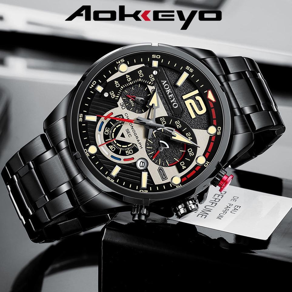 Buruan beli AOKEYO G107 Jam Tangan Pria Original Modis Analog Luxury Stainless Steel Tahan Air Jam T