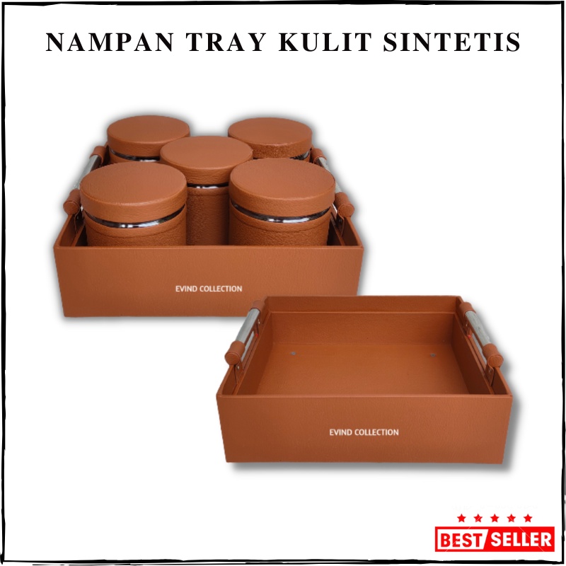 Nampan Tray Untuk 5 Toples Baki Saji Kulit Sintetis