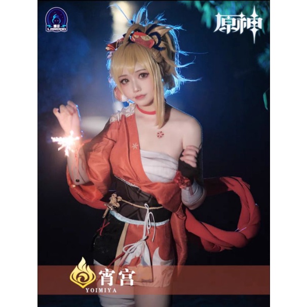 [ RENTAL ] Yoimiya Brand Lardoo Size M Cosplay Kostum Genshin Impact Wig Manmei High Quality Geta Fu