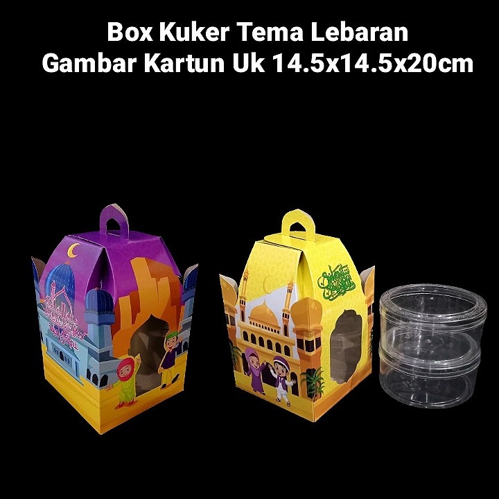 

box kemasan 2 toples cookies 500 gram edisi lebaran kardus hampers idul fitri ukuran 14,5x14,5x20 cm