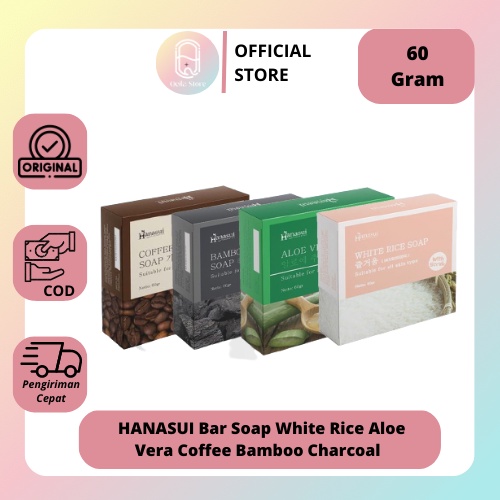 Qeila - HANASUI Bar Soap Sabun Batang White Rice Aloe Vera Coffee Bamboo Charcoal 60gr