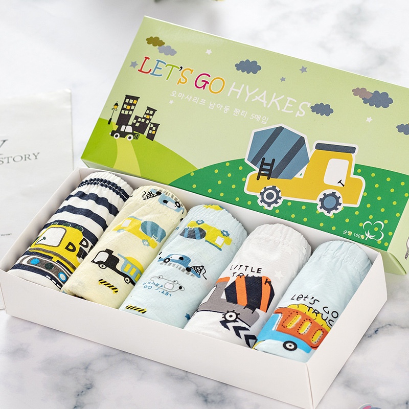 Celana Dalam Anak Laki-laki Perempuan BOY Underwear Box Isi 5pcs Motif Lucu Premium