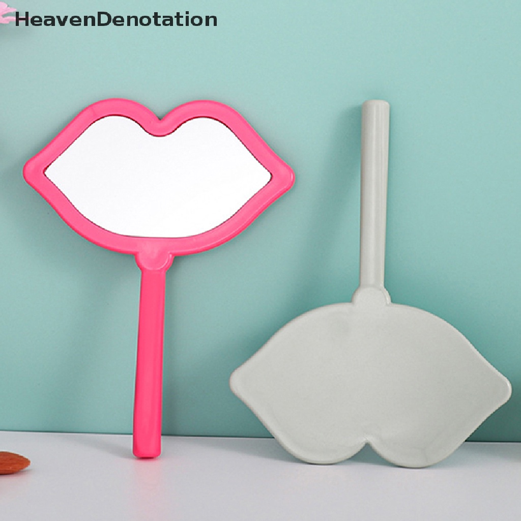 [HeavenDenotation] 1pc Cermin Rias Genggam Bentuk Bibir Makeup Mirror DIY Mini Cermin Kecil HDV