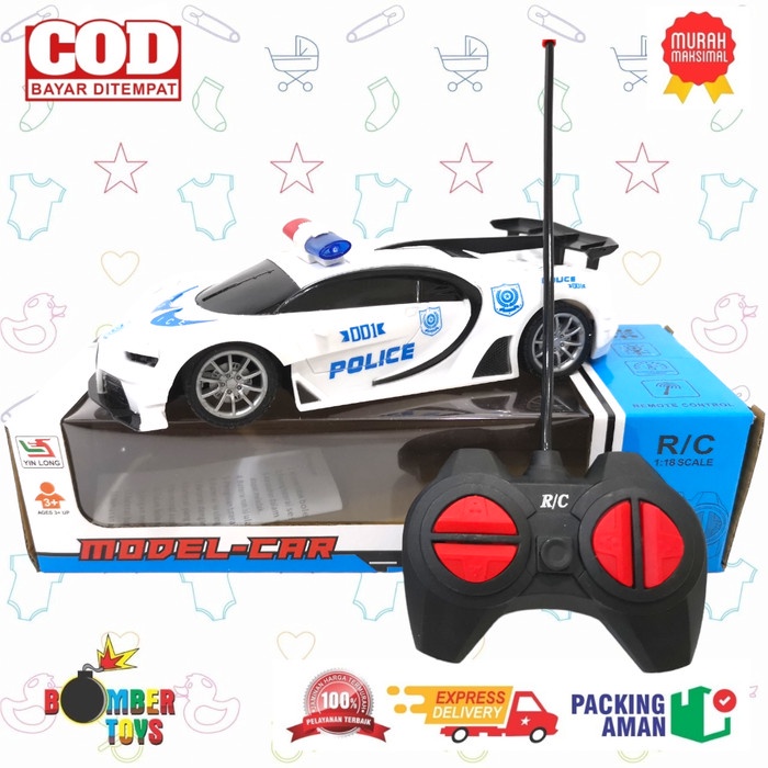 MAINAN ANAK MOBIL POLISI RC 1 :18 R/C MOBIL POLISI  JEEP SEDAN REMOTE RC REMOT 4 WAY