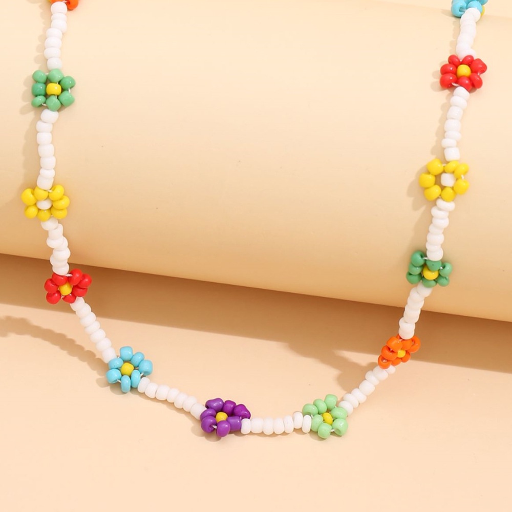 Kalung Mutiara Bentuk Bunga | Kalung Manik-Manik Bunga Daisy | Aksesoris Pria Dan Wanita | Sendok Garpu Bahan Stainless Steel