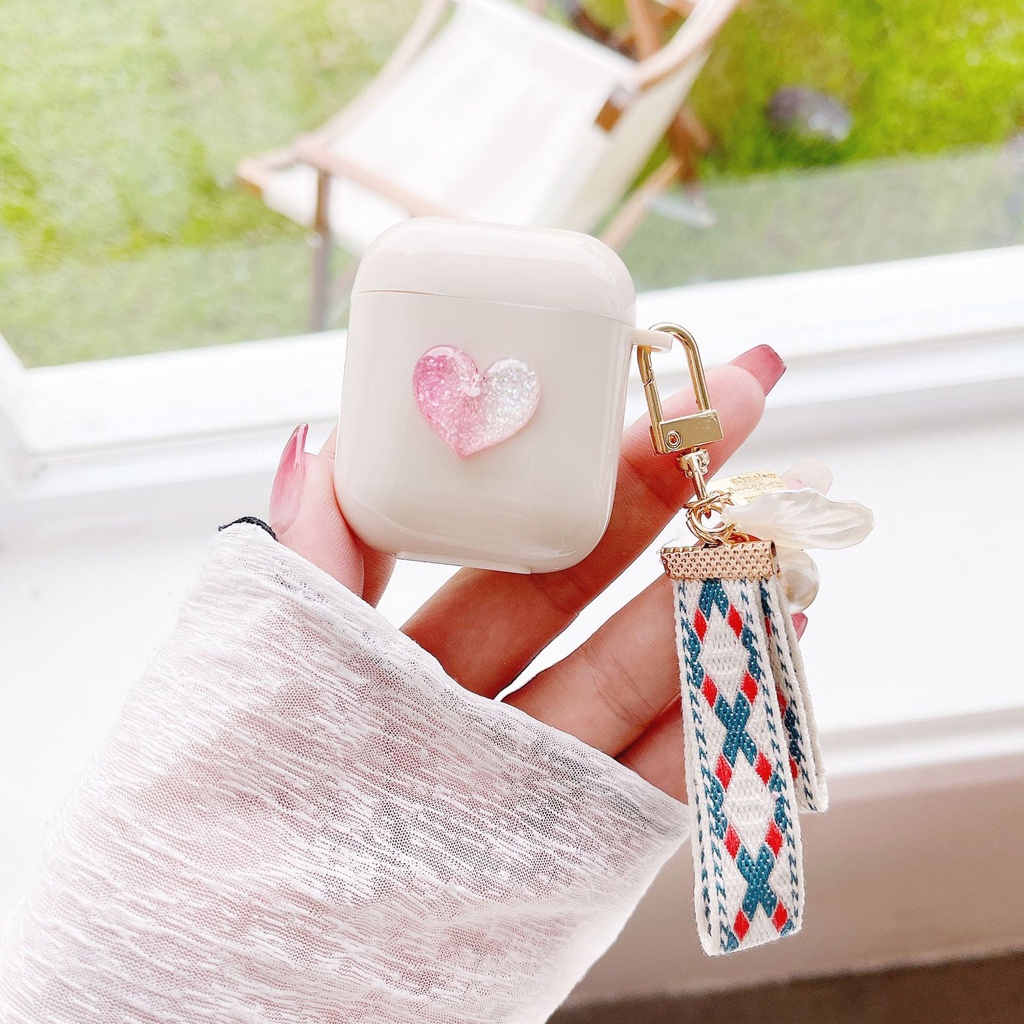 Case Kompatibel Untuk Airpods1 2 Pro 2kotak Earphone Kreatif Lucu Cinta Pink Dengan Gantungan Kunci Shell Anti Jatuh Untuk Airpods3Kas Airpod Pro Krem