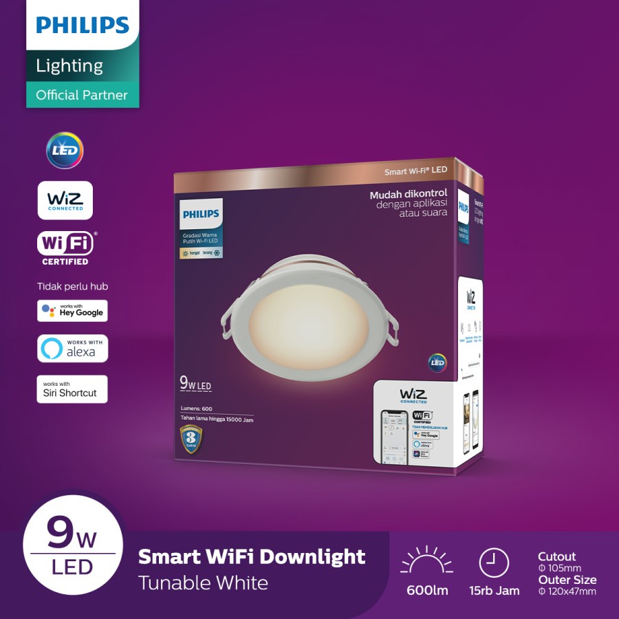 Lampu Downlight Smart Wifi WIZ 9 Watt