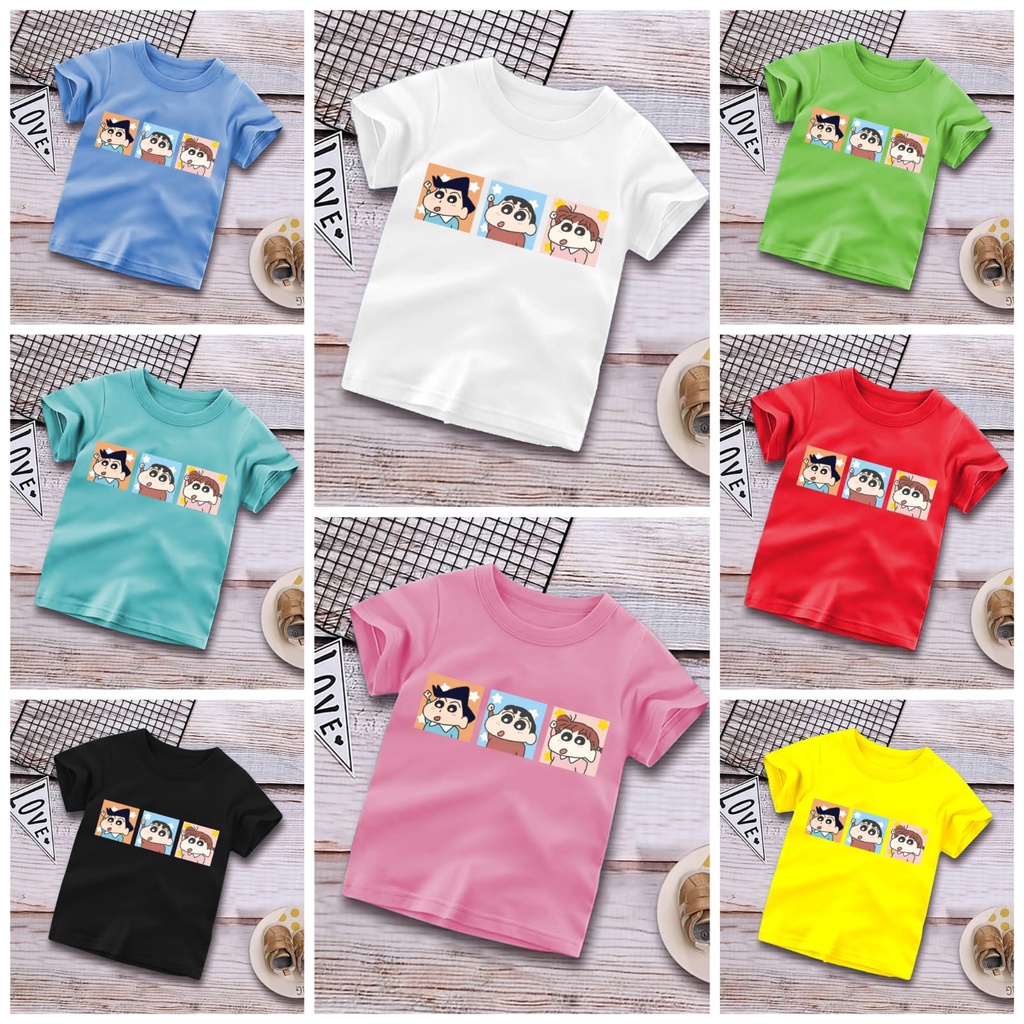 Atasan Baju Anak Untuk Anak 1-10 Tahun Cowok Cewek Warna Motif Sinchan Baris
