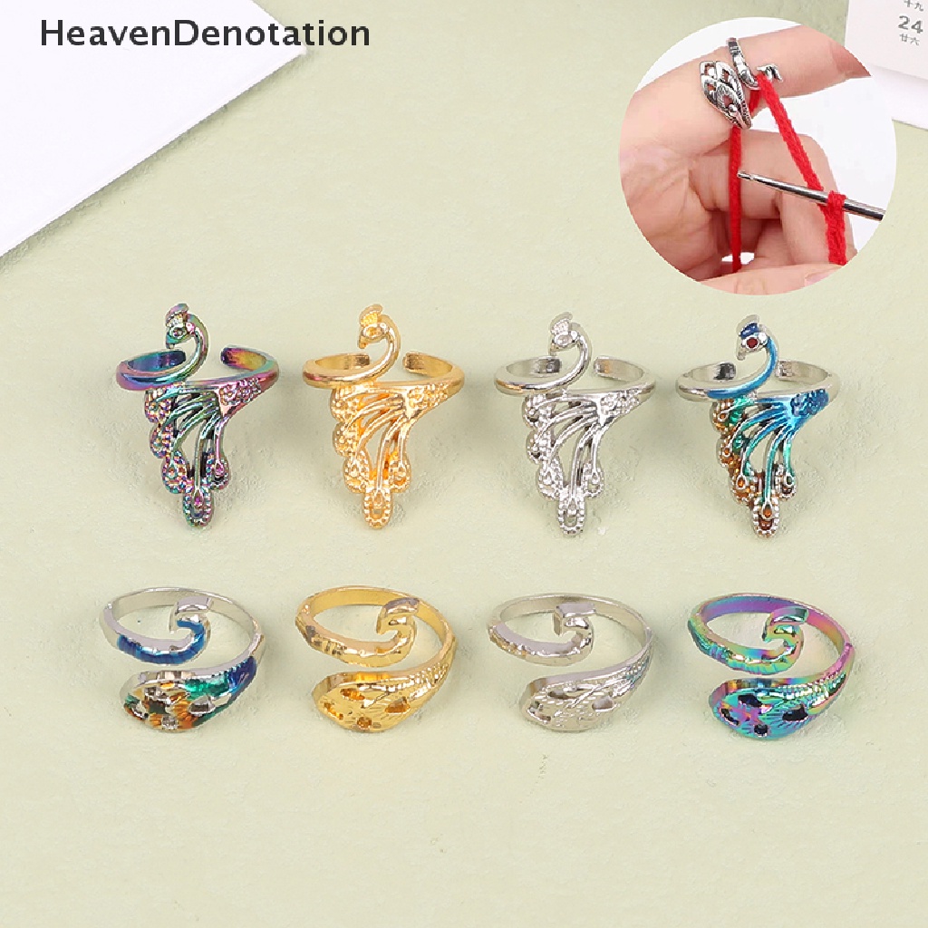 [HeavenDenotation] Menyesuaikan Jari Memakai Panduan Benang Bidal Cincin Rajutan Adjustable Knitg Loop HDV