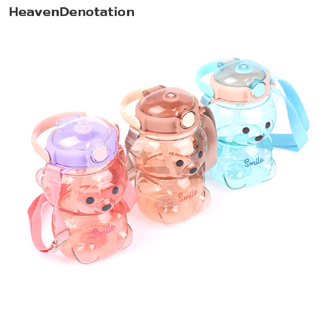 [HeavenDenotation] 1000ml Kapasitas Besar Kartun Beruang Plastik Sippy Cup Botol Air Anak HDV