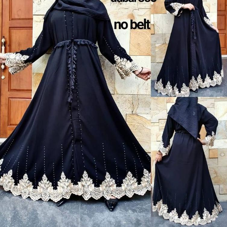 Best Product Abaya Gamis Hitam Turkey Maxi Dress Arab Saudi Bordir Turki Dubai 385