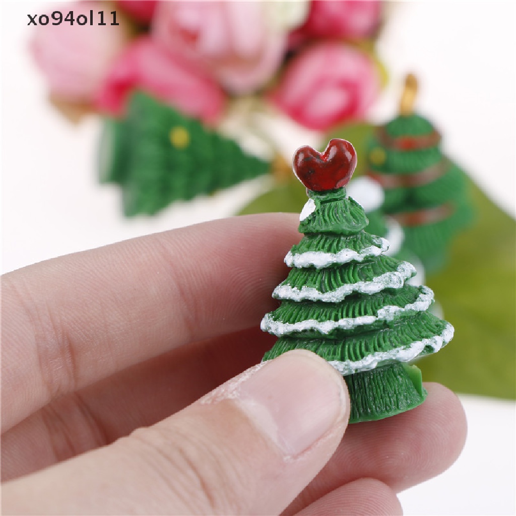 Xo 2pcs Patung Miniatur Pohon Natal Dekorasi Taman Rumah Boneka Lanskap Mikro OL