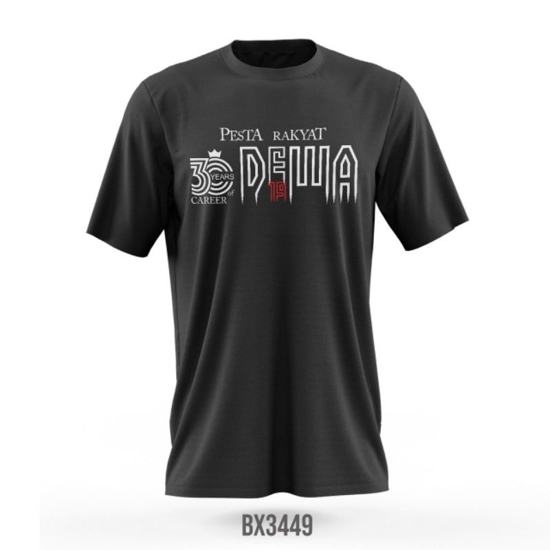 Kaos DEWA 19 30 tahun konser Jakarta 2023 grup band Indonesia oblong hitam BX3449 XS-XXL
