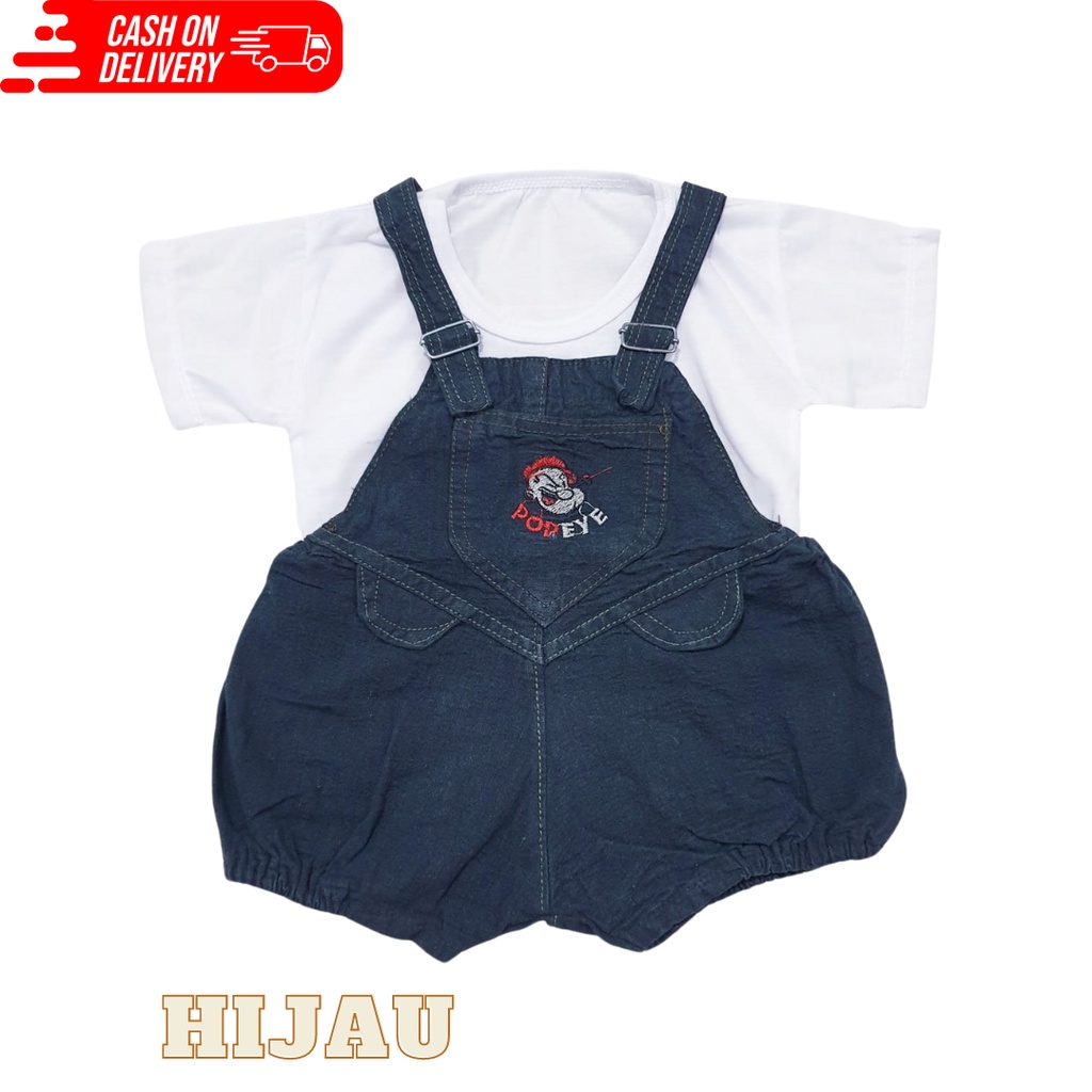 Cod Setelan Kodok Bayi Jeans 0-12 Bulan Baju Baby Gracia