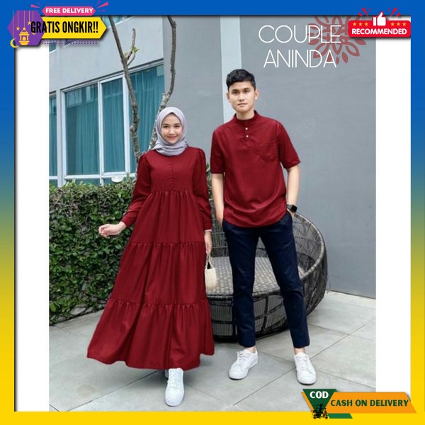 Dress Lebaran Kopel Syarii Bju Sarimbit Acara Tunangan Murah Bsju Couple Pria Wanita Muslim Gamis Da