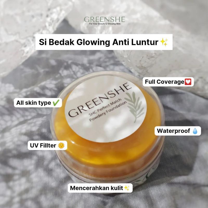 TERLARIS! HADIAH GRATIS [ PAKET GLOWING GREENSHE ] BEDAK SHC / TONER GREENSHE /SERUM PRIMER ! BIKIN WAJAH GLOWING BEBAS JERAWAT MENUTUP FLEK HITAM