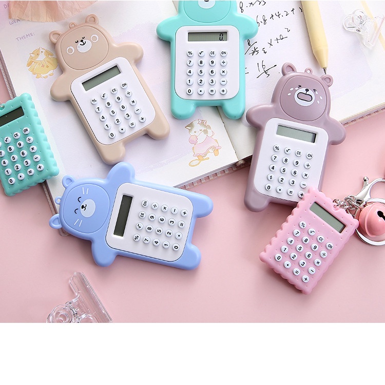 SS Calculator Mini Portable Motif Bear Kalkulator Portable Mini Beruang Kalkulator Unik Kalkulator 8 Digit Mini Portable Kalkulator Beruang Tombol Karet Kalkulator Sekolah /Stationary Warna Warni