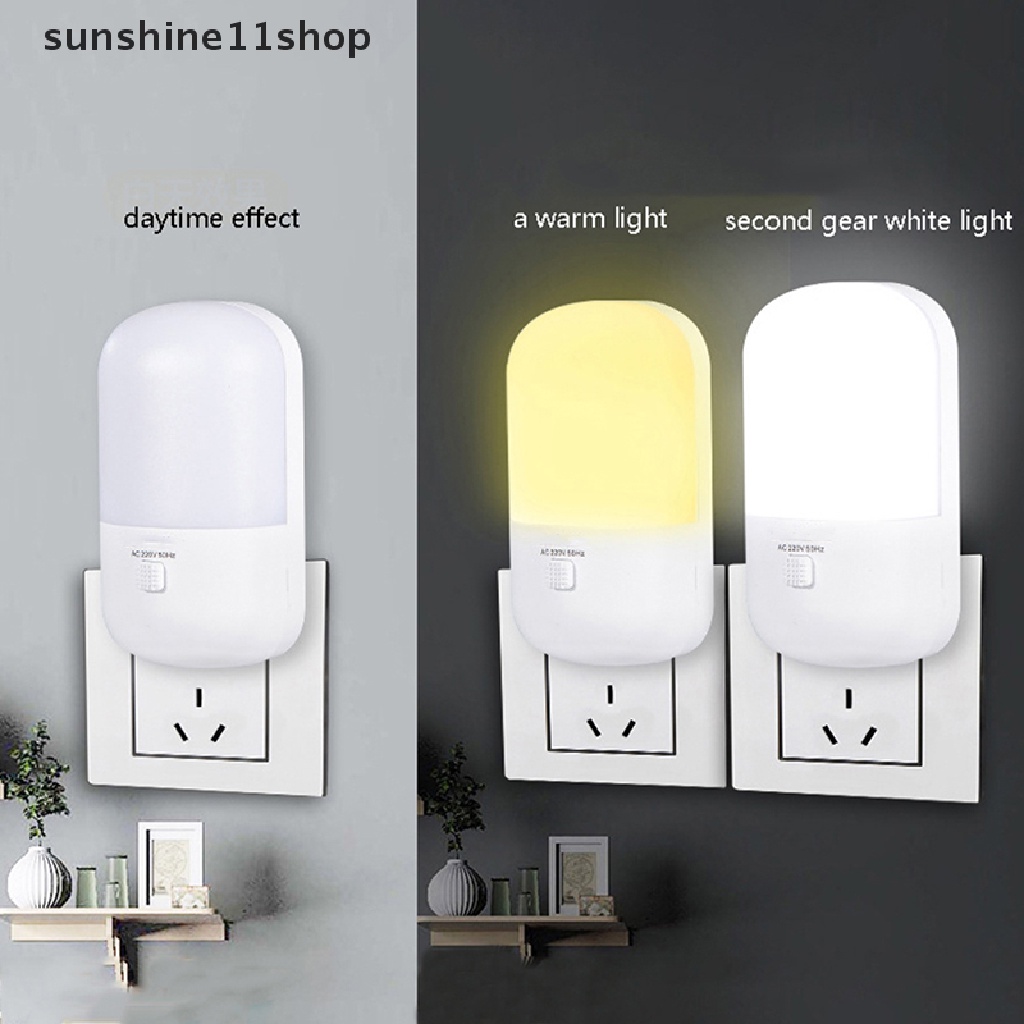 Sho Lampu Malam LED EU/US Plug-in Switch Lamp Nightlight Lampu Samping Tempat Tidur Hemat Energi N