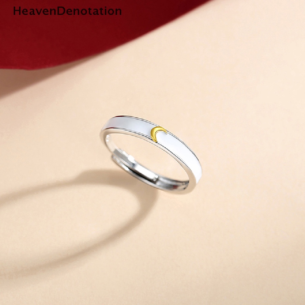 [HeavenDenotation] Bulan Pasangan Cincin Untuk Wanita Pria Yang Sesuai Dengan Jari Cincin Persahabatan Pertunangan Pernikahan Fashion Perhiasan Hadiah HDV