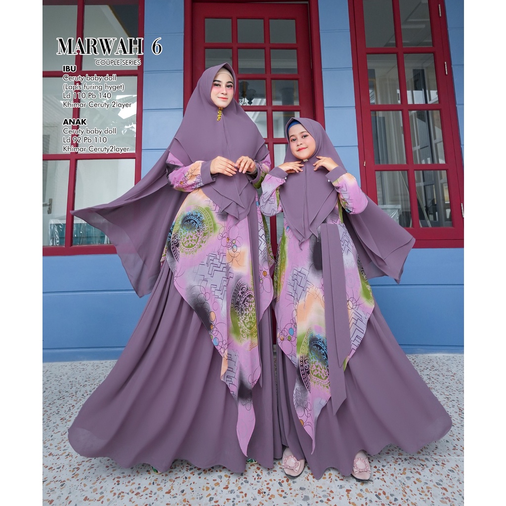 Khadijah Humaira Gamis Syari Couple Ibu Anak Ceruty Babydoll Cp Marwah6