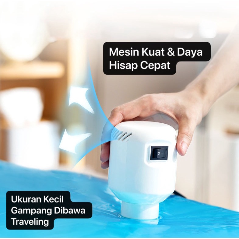 MVS-17 Mesin Alat Pompa Vakum Baju Design Mini Portabel Colokan Listrik Vacuum Daya Hisap Kuat Vacum Bag Baju Spring Bed / Bantal Dengan Sekejap