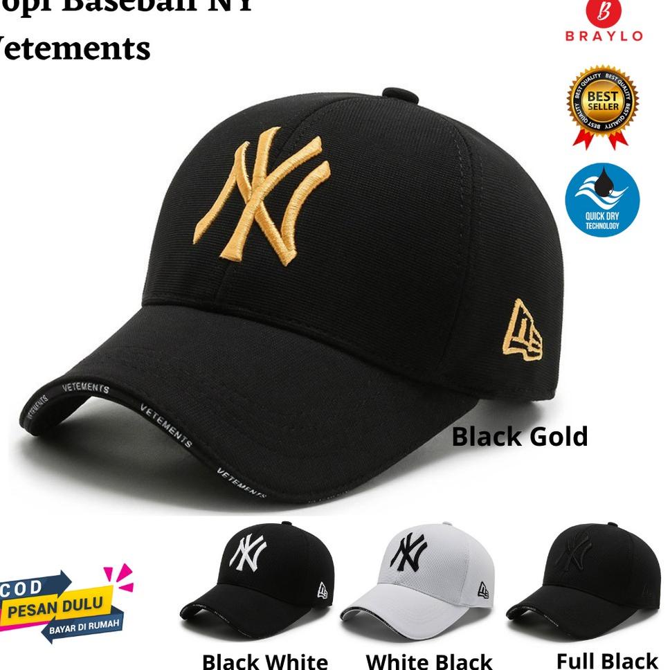LANGSUNG ORDER Topi Baseball NY VETEMENTS Pria Wanita Fashion Snapback Import Cap New York Gold Orig