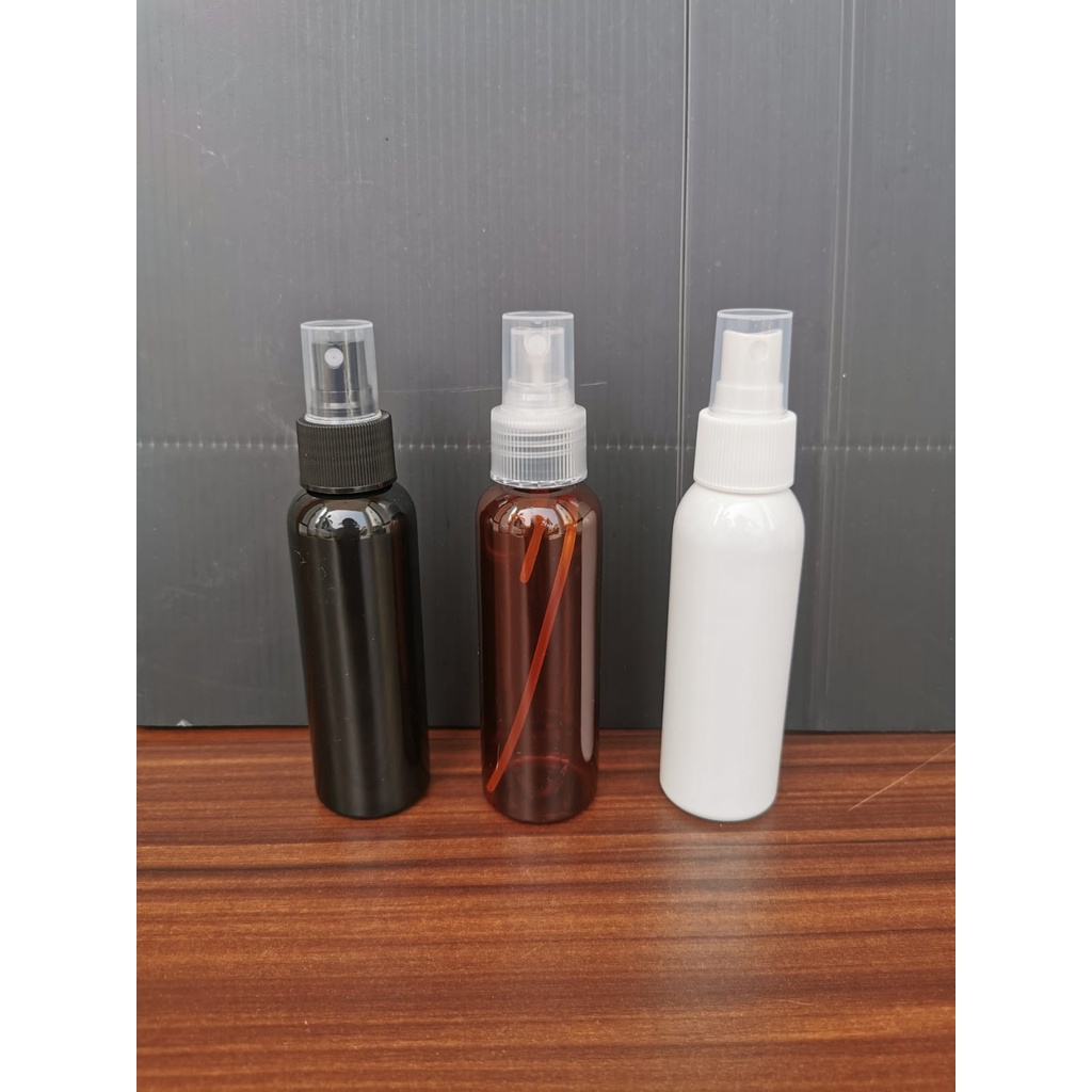 Botol SPRAY sprai Bright PET 100 ml 100ml Body Putih Susu Coklat Cokelat Amber Hitam Black (VC)