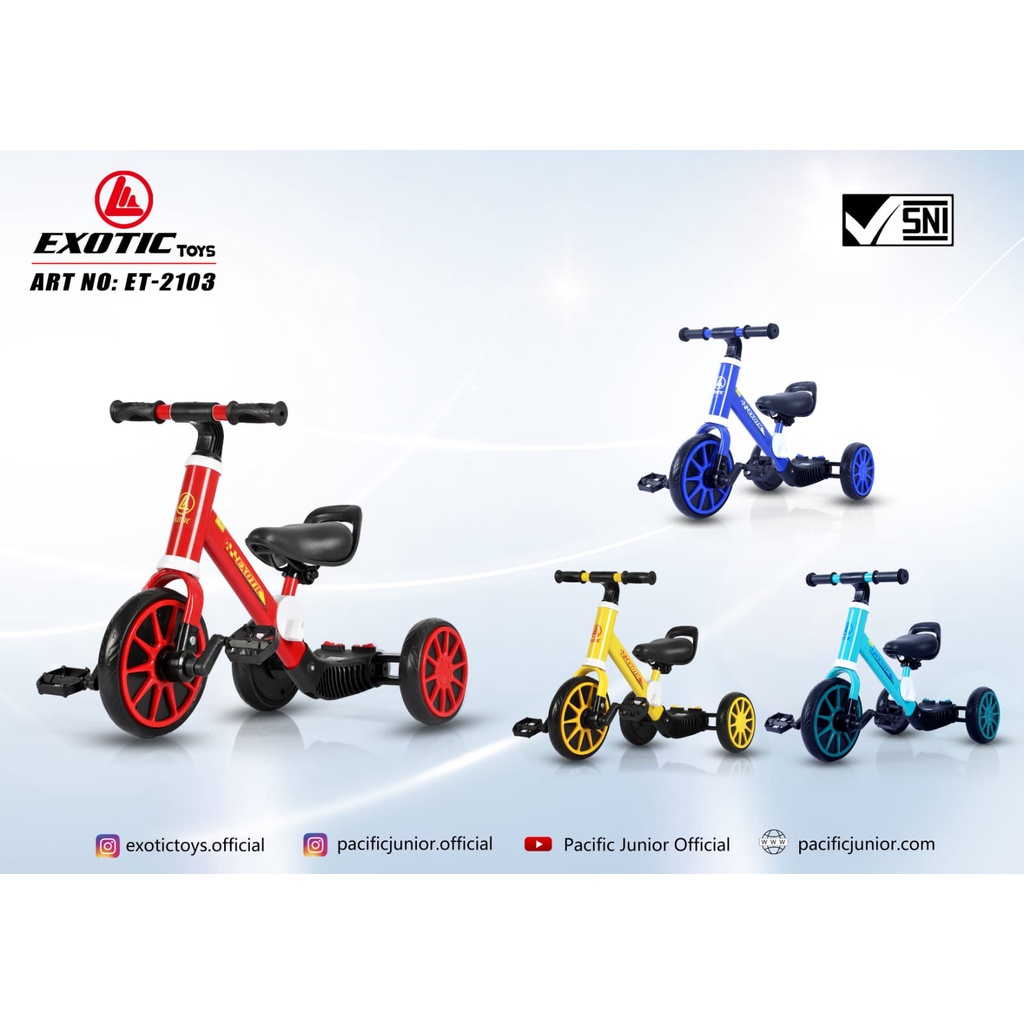 sepeda anak roda 3 balance bike pushbike exotic et 2103