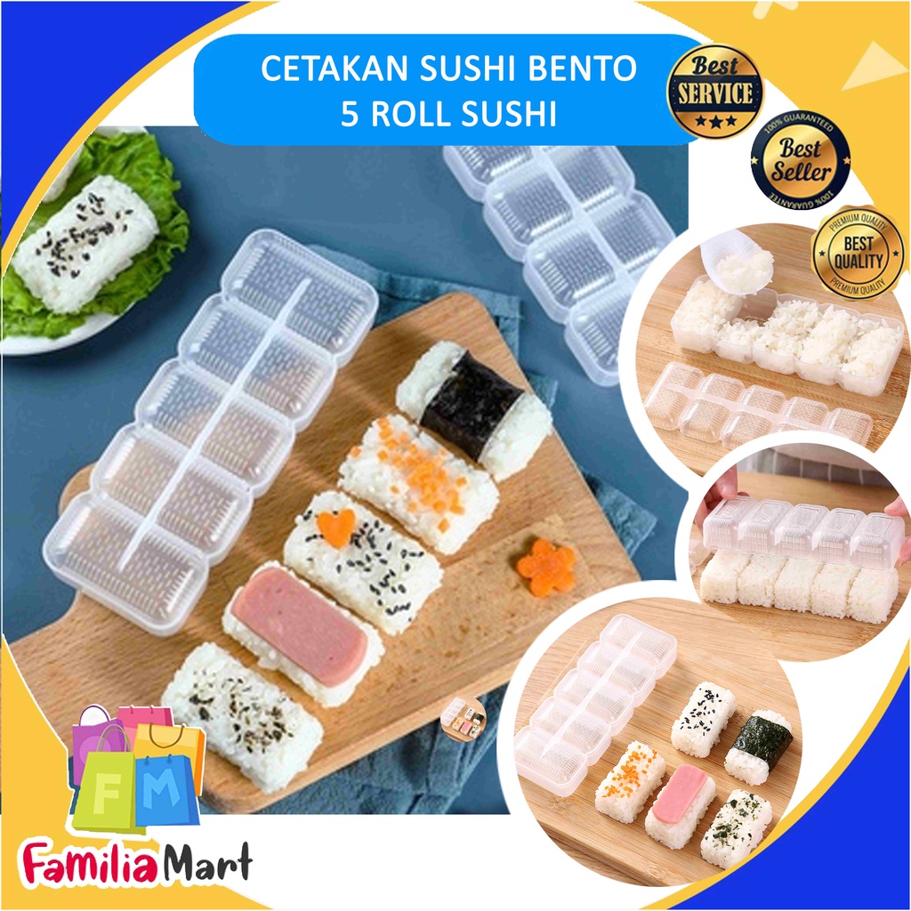 5 Roll Cetakan Sushi Bento Onigiri Bentuk Segitiga Persegi Non Stick Gaya Jepang