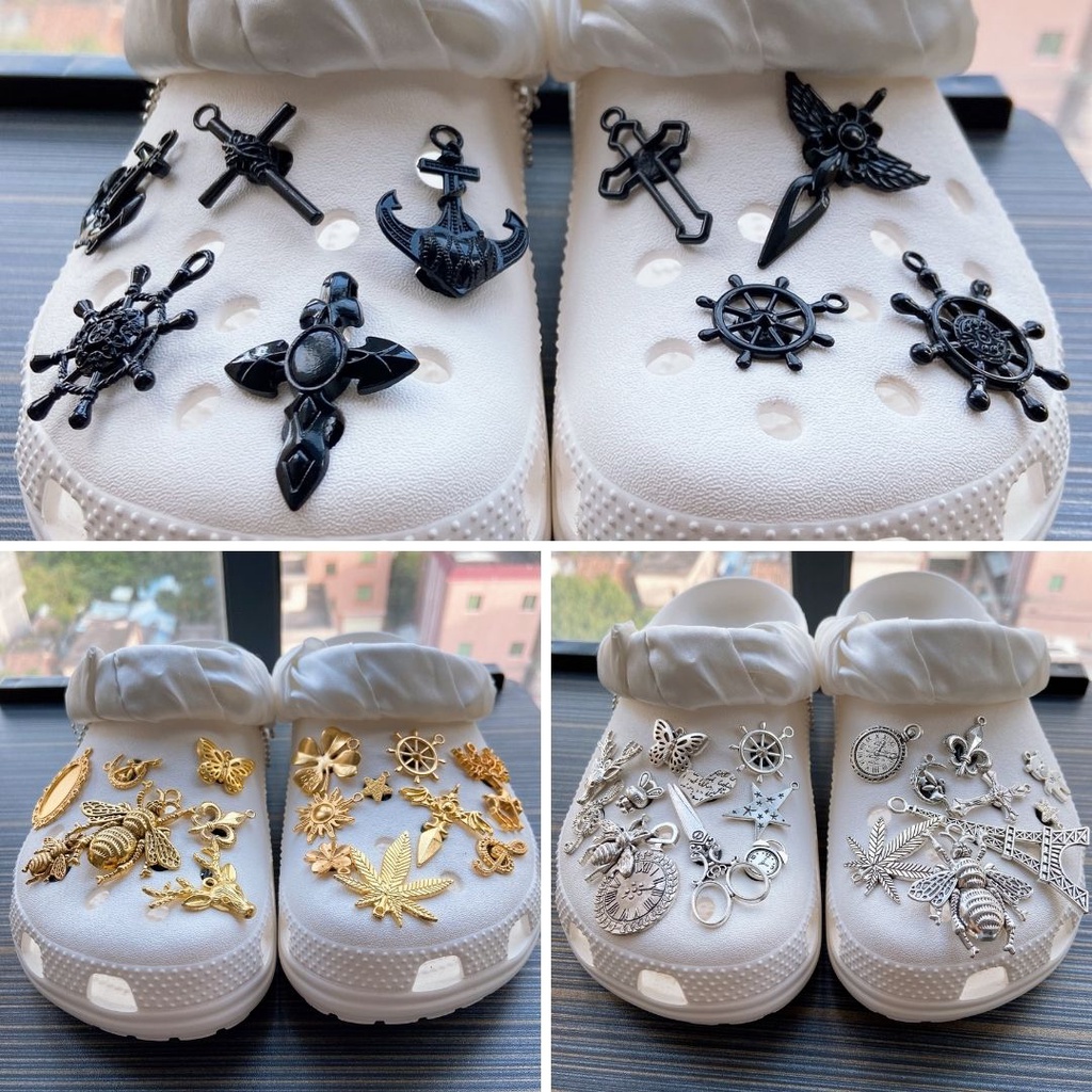 @shinydiy Gaya Gotik Crocs jibbitz Charm Tombol DIY Aksesoris Untuk Sepatu Gesper Sepatu Shoes Accessory Shoe Decoration【aksesoris wanita】