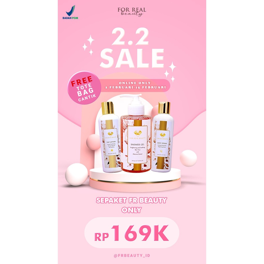 FR BEAUTY, PAKET PEMUTIH BADAN AMPUH (DAY LOTION, BODY SERUM, SHOWER GEL)