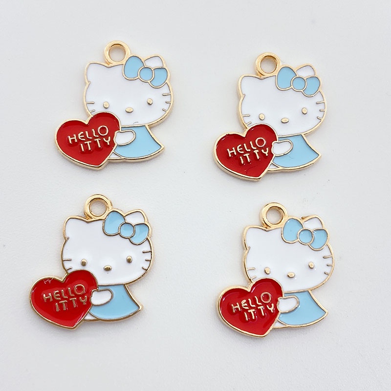 4pcs Alloy Drop Oil Love Kitten Pendant Perhiasan Anting Kalung Liontin Handmade DIY Bahan