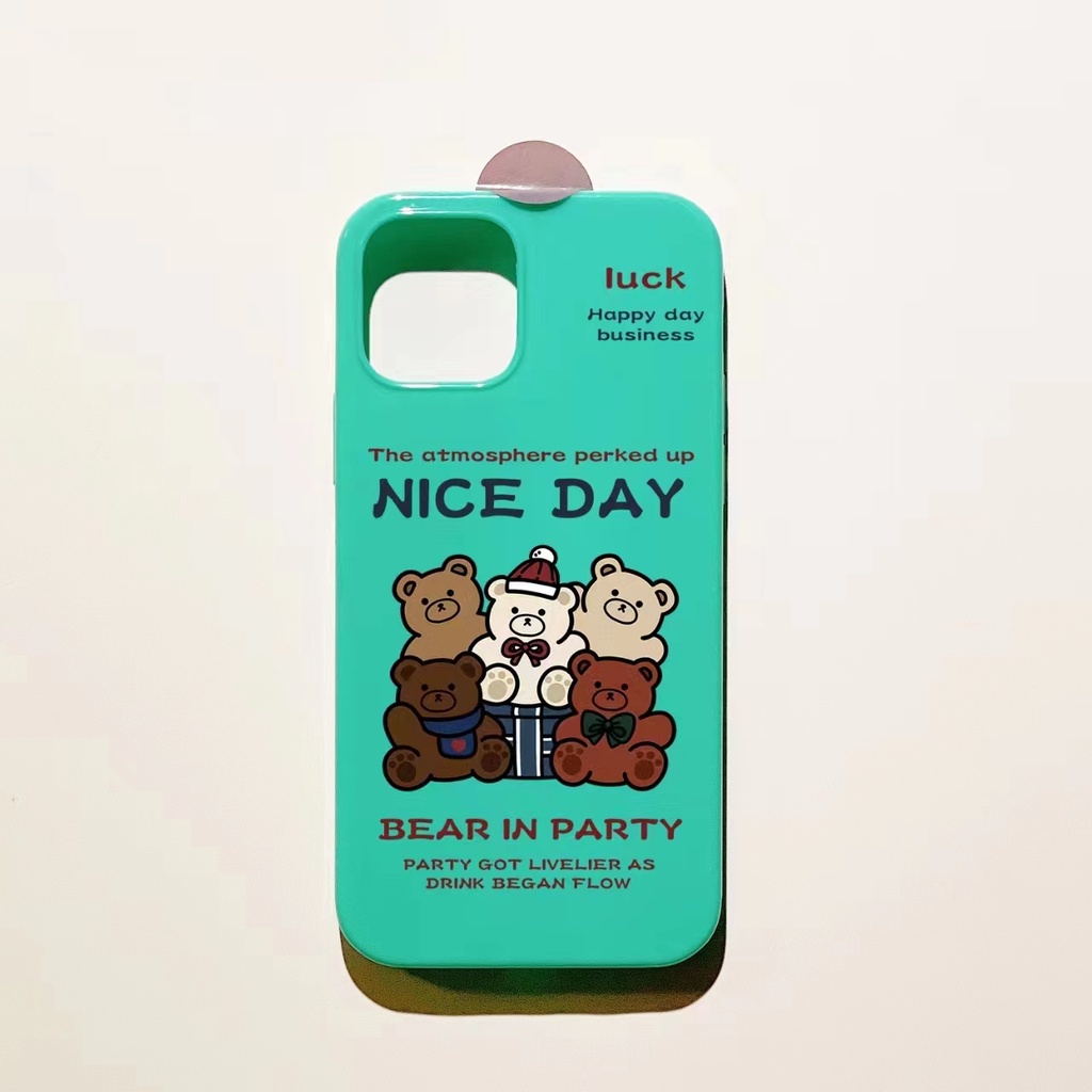 IPHONE Ins Pola Beruang Cocok Untuk Iphone14 14pro 14plus 13 13mini 13pro 13prm iPhone12 7Plus 8Plus Xr XS 13 12mini Pro Max Empat Sudut Casing Ponsel Tahan Guncangan