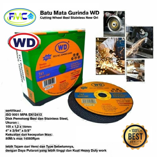 Mata Gerinda Potong 4 Inch WD Original Batu Gerinda Tangan Resibon Potong Besi Pipa Kawat Stainless