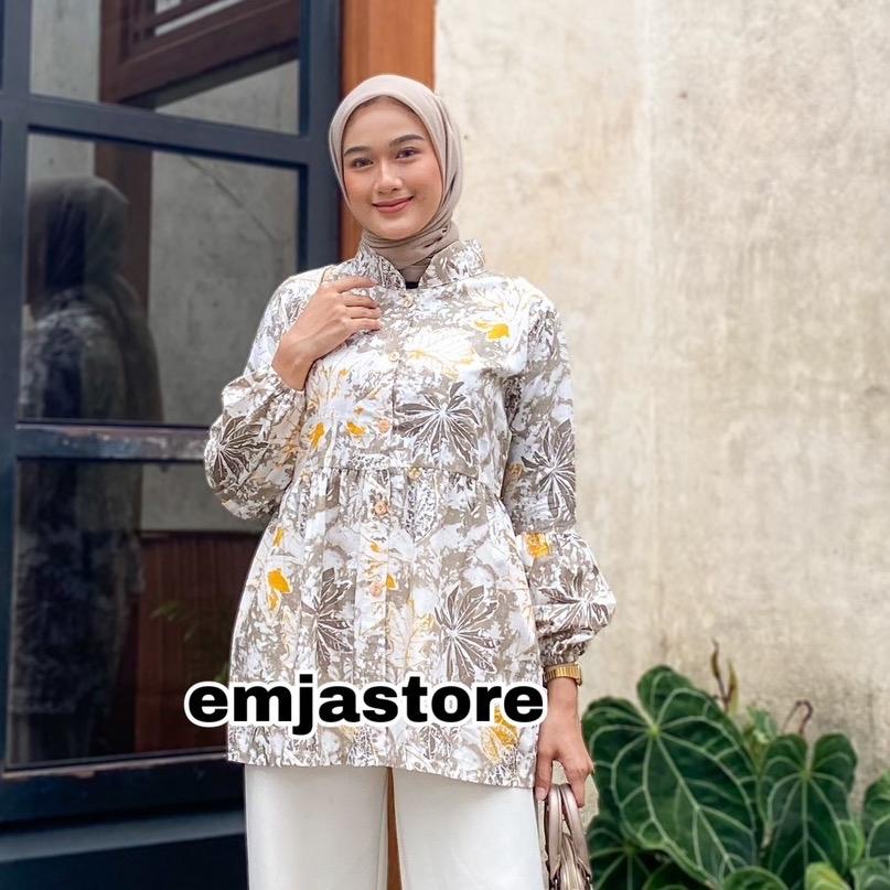 BLUS LENGAN KARET BALON ABSTRAK