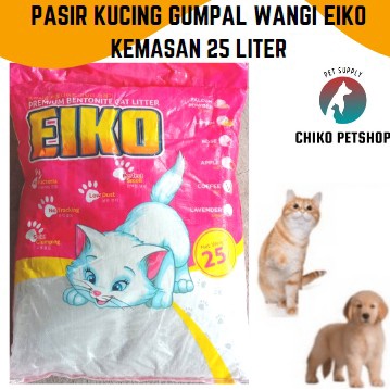 Pasir wangi Pasir gumpal Eiko 25L- Pasir kucing wangi gumpal Eiko 25 L