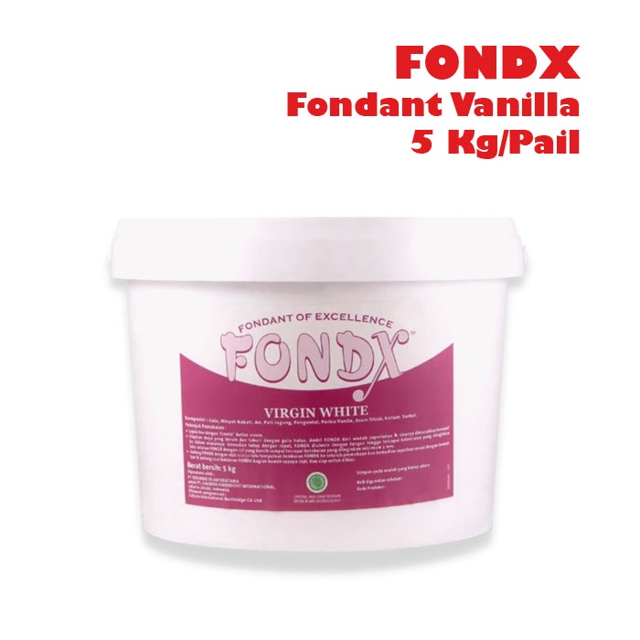 FONDX VANILLA VIRGIN WHITE FONDANT VANILLA 5 KG (KEMASAN ASLI)