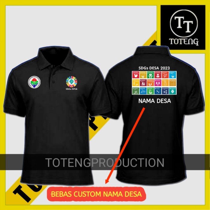TSHIRT SHIRT BAJU POLO SDGS DESA CUSTOM nama full sablon PEMBANGUNAN 2023 Pria