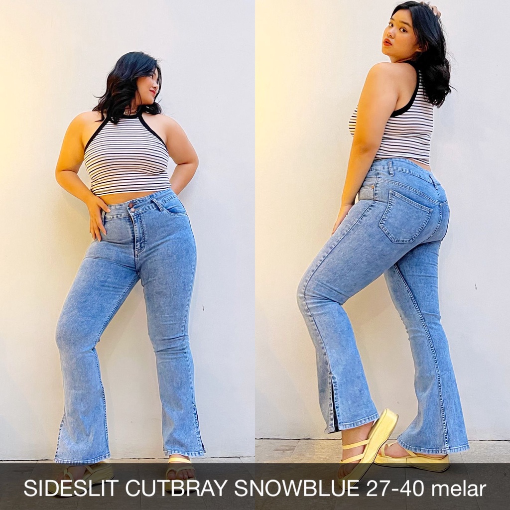 CELANA JEANS WANITA  UKURAN NORMAL &amp; JUMBO SIDESLIT CUTBRAY SERIES-SYSCLOTHIER