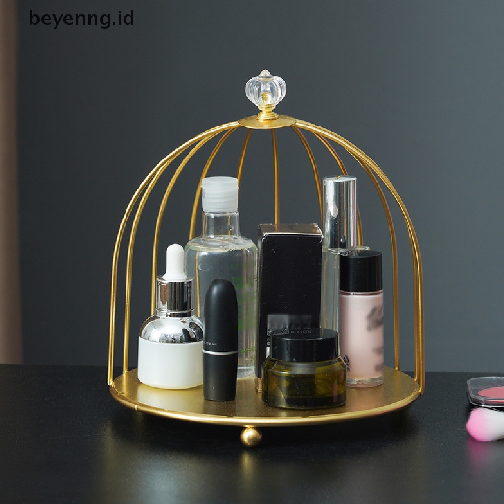 Beyen Iron Art Nordic Style Bird Cage Rack Rak Penyimpanan Kosmetik Finishing Rak Meja ID