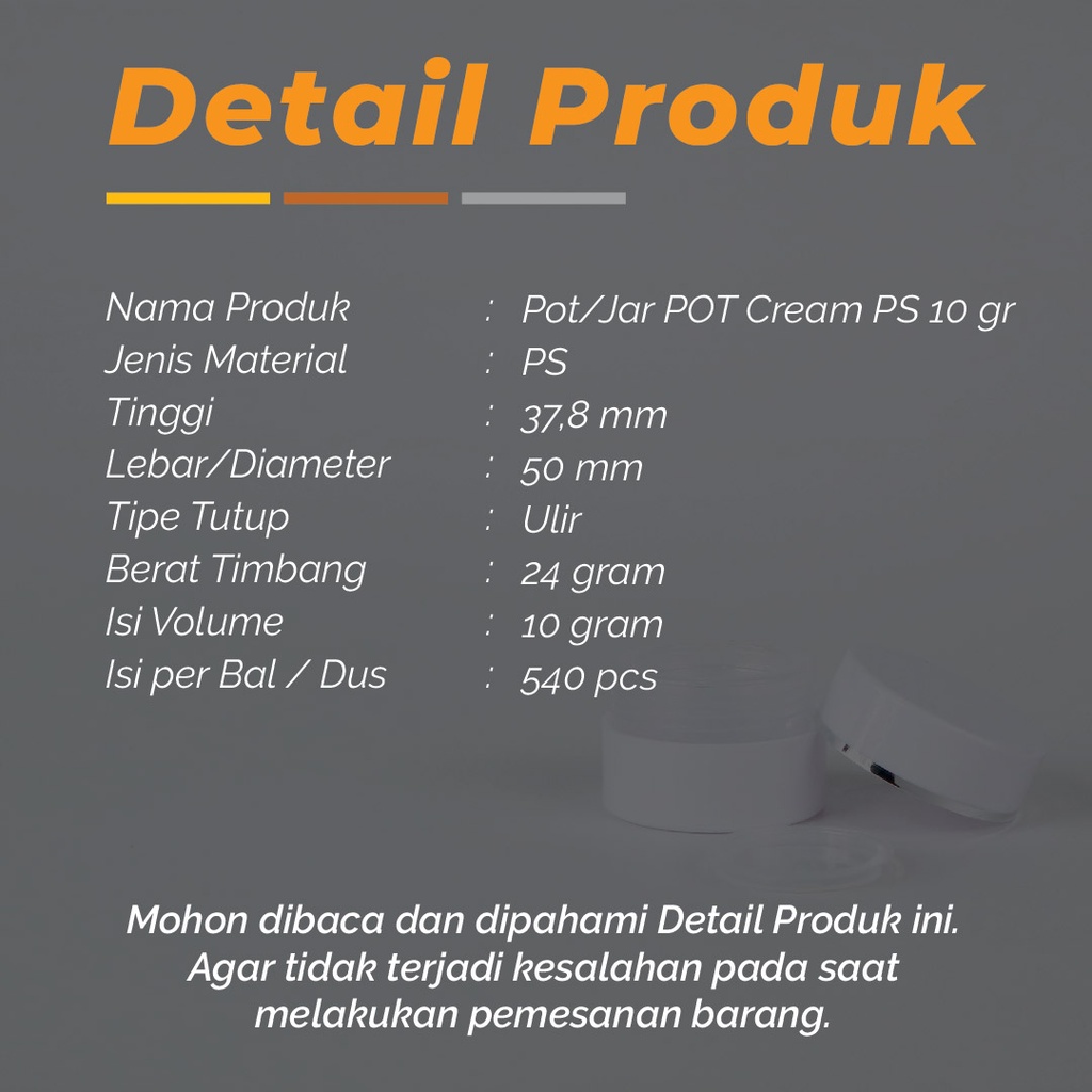 Pot Cream PS 10 gram -  Putih List Silver