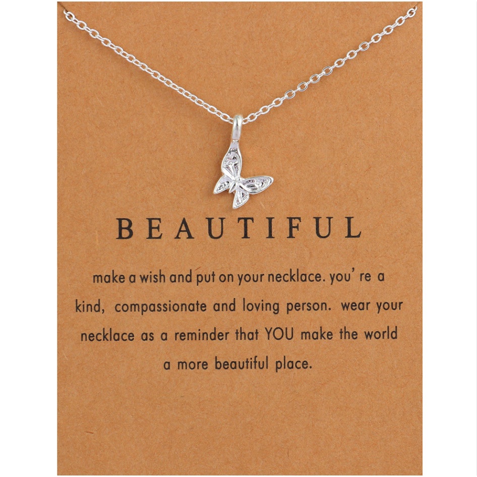 Kalung Desain Hewan Butterfly Unicorn | Kalung Rantai Klavikula | Aksesoris Wanita | Sendok Garpu Bahan Stainless Steel