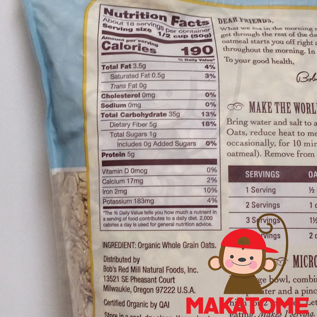 

✨NEW✨ -Bobs Red Mill ORGANIC Old Fashioned Rolled Oats 32 OZ 2 LB 907 gr bob s whole grain- 1.1.23